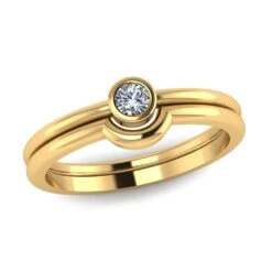 Solitaire Diamond Bridal Set In 10k Yellow Gold-2981 -Johan Jewelry Shop 1af667a403b8e18790a485012891287c