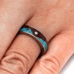 Wave Ring With Koa Wood And Turquoise -Johan Jewelry Shop 1c1f6bad16357404dc5358a3a1619d15