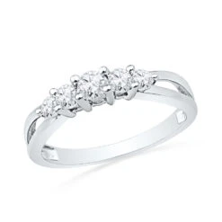 Five Stone Diamond Promise Ring, Stackable Ring