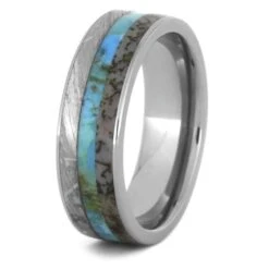 Turquoise, Meteorite & Dinosaur Bone Men's Wedding Band 12 Turquoise, Meteorite & Dinosaur Bone Men's Wedding Band -Johan Jewelry Shop 1deedd422e9b95a42b8c8be494664a37