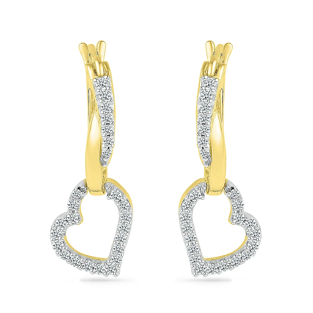 Diamond Heart Dangle Earrings 3 Diamond Heart Dangle Earrings