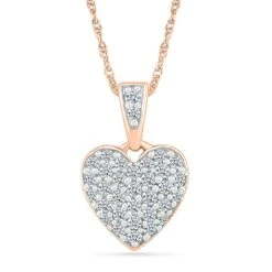 Miniature Heart Pendant Necklace With Diamonds -Johan Jewelry Shop 200350P