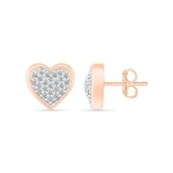 Diamond Heart Earrings In Silver Or White Gold -Johan Jewelry Shop 200363 2P