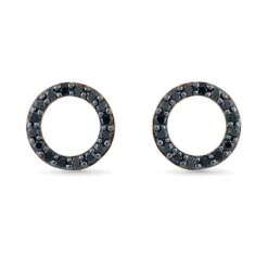 Black Diamond Circle Stud Earrings -Johan Jewelry Shop 201881 P