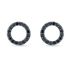 Black Diamond Circle Stud Earrings