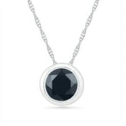 Black Diamond Bezel Set Necklace, Rose Gold Or Silver -Johan Jewelry Shop 203038 SS
