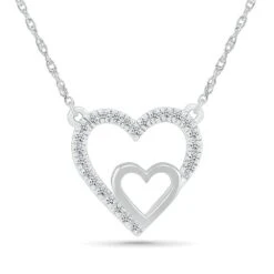 Two Hearts Diamond Pendant Necklace -Johan Jewelry Shop 205804