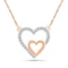 Two Hearts Diamond Pendant Necklace -Johan Jewelry Shop 205804P