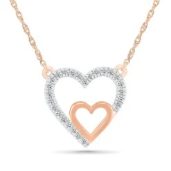 Two Hearts Diamond Pendant Necklace
