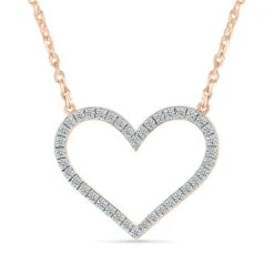 Heart Pendant Necklace With Diamonds -Johan Jewelry Shop 206208P
