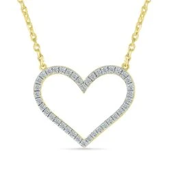 Heart Pendant Necklace With Diamonds -Johan Jewelry Shop 206208Y