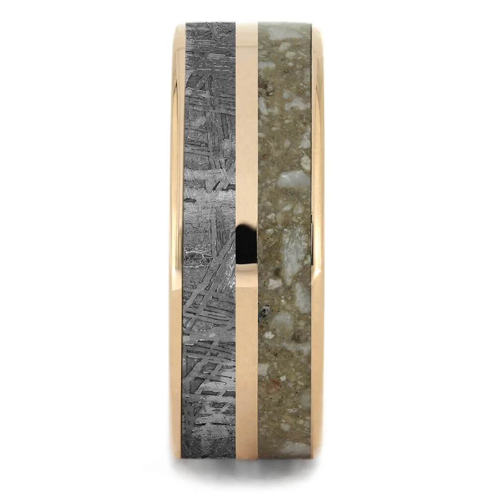 Solid Rose Gold Memorial Ring With Ashes & Meteorite 5 Solid Rose Gold Memorial Ring With Ashes & Meteorite - Image 3