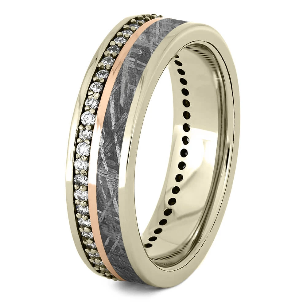Diamond & Meteorite Eternity Band With Gold Pinstripe 6 Diamond & Meteorite Eternity Band With Gold Pinstripe - Image 4