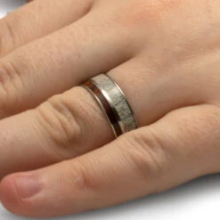 Ironwood & Deer Antler Men's Wedding Band -Johan Jewelry Shop 2094Handshot