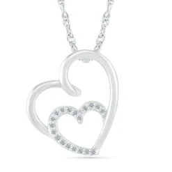 Diamond Two-Heart Pendant Necklace