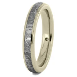 Diamond Ring With Dinosaur Bone & Meteorite -Johan Jewelry Shop 2099C 2ET WG