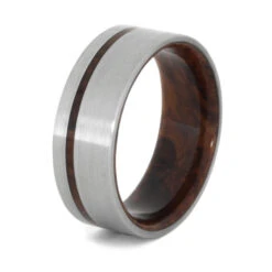 Brushed Titanium Ring With Honduran Rosewood Burl Wood -Johan Jewelry Shop 20c1843a93f7dd2997b68536e76640de