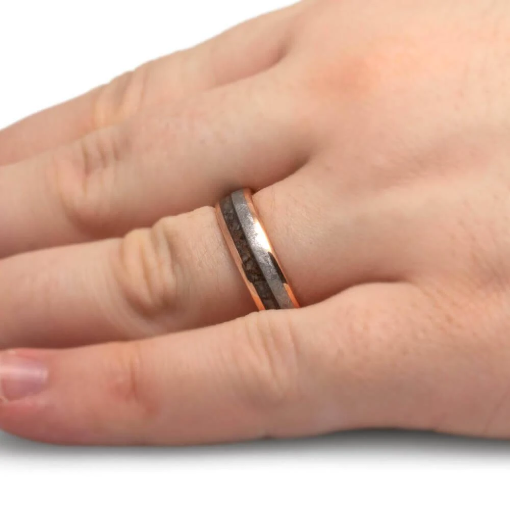 Meteorite & Crushed Dino Bone Wedding Band 8 Meteorite & Crushed Dino Bone Wedding Band - Image 6