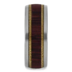Redwood & Maple Wood Wedding Band, Double Wood Inlay Ring -Johan Jewelry Shop 2166new2