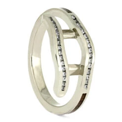 Koa Wood Bridal Set, Three Stone Engagement Ring, Solid Gold Wedding Band -Johan Jewelry Shop 2179802faa10f36b0ee5a90d35149155