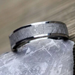 Men's Tungsten & Meteorite Wedding Band -Johan Jewelry Shop 2179newart