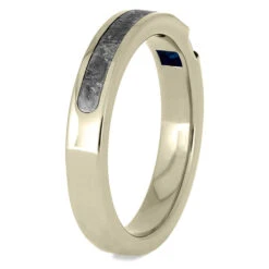 Authentic Meteorite Ring With Blue Sapphire 11 Authentic Meteorite Ring With Blue Sapphire -Johan Jewelry Shop 2185WG 2