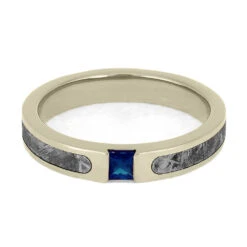 Authentic Meteorite Ring With Blue Sapphire 12 Authentic Meteorite Ring With Blue Sapphire -Johan Jewelry Shop 2185WG 3