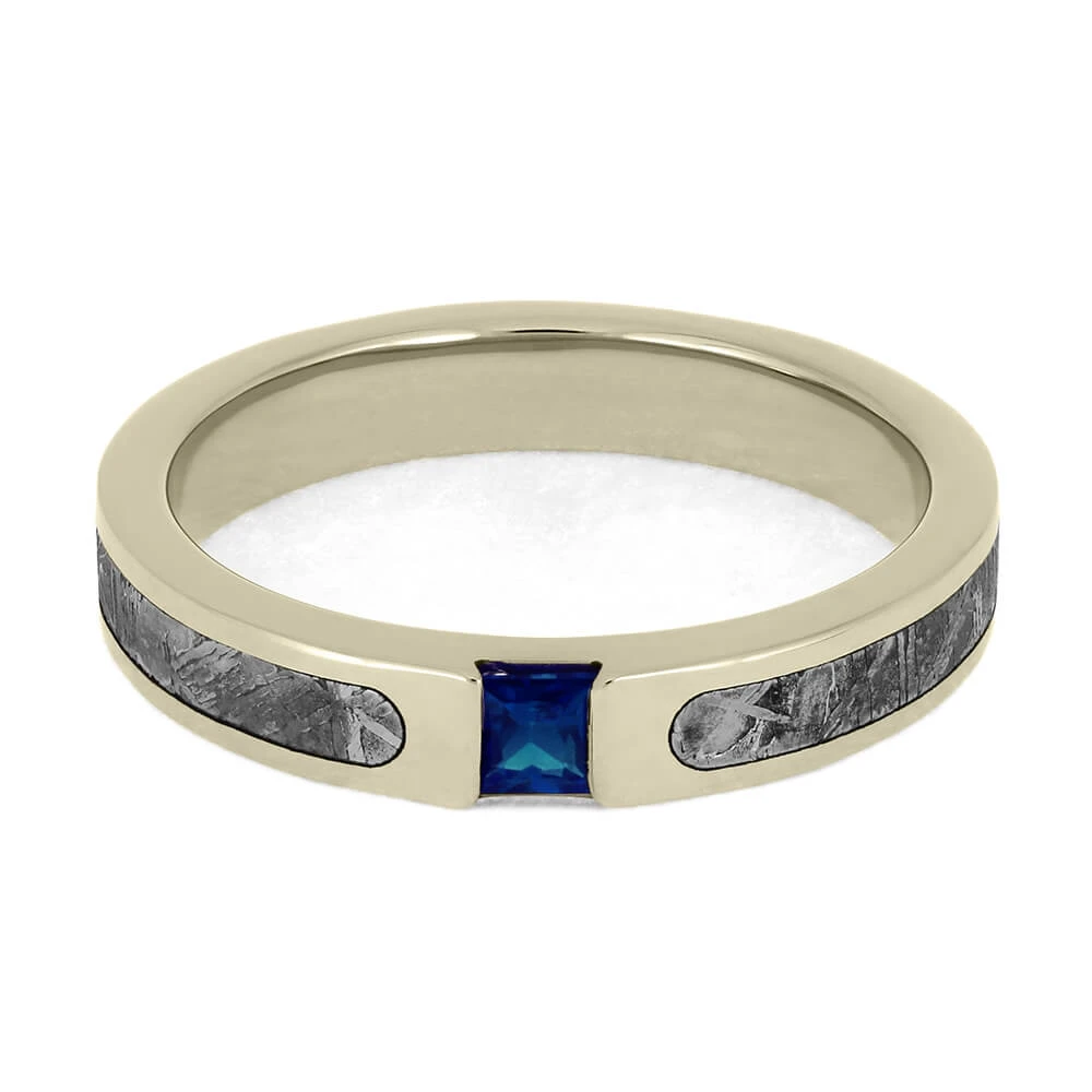 Authentic Meteorite Ring With Blue Sapphire 7 Authentic Meteorite Ring With Blue Sapphire - Image 5