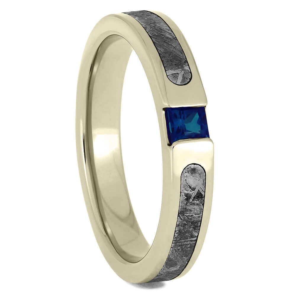 Authentic Meteorite Ring With Blue Sapphire 4 Authentic Meteorite Ring With Blue Sapphire - Image 2