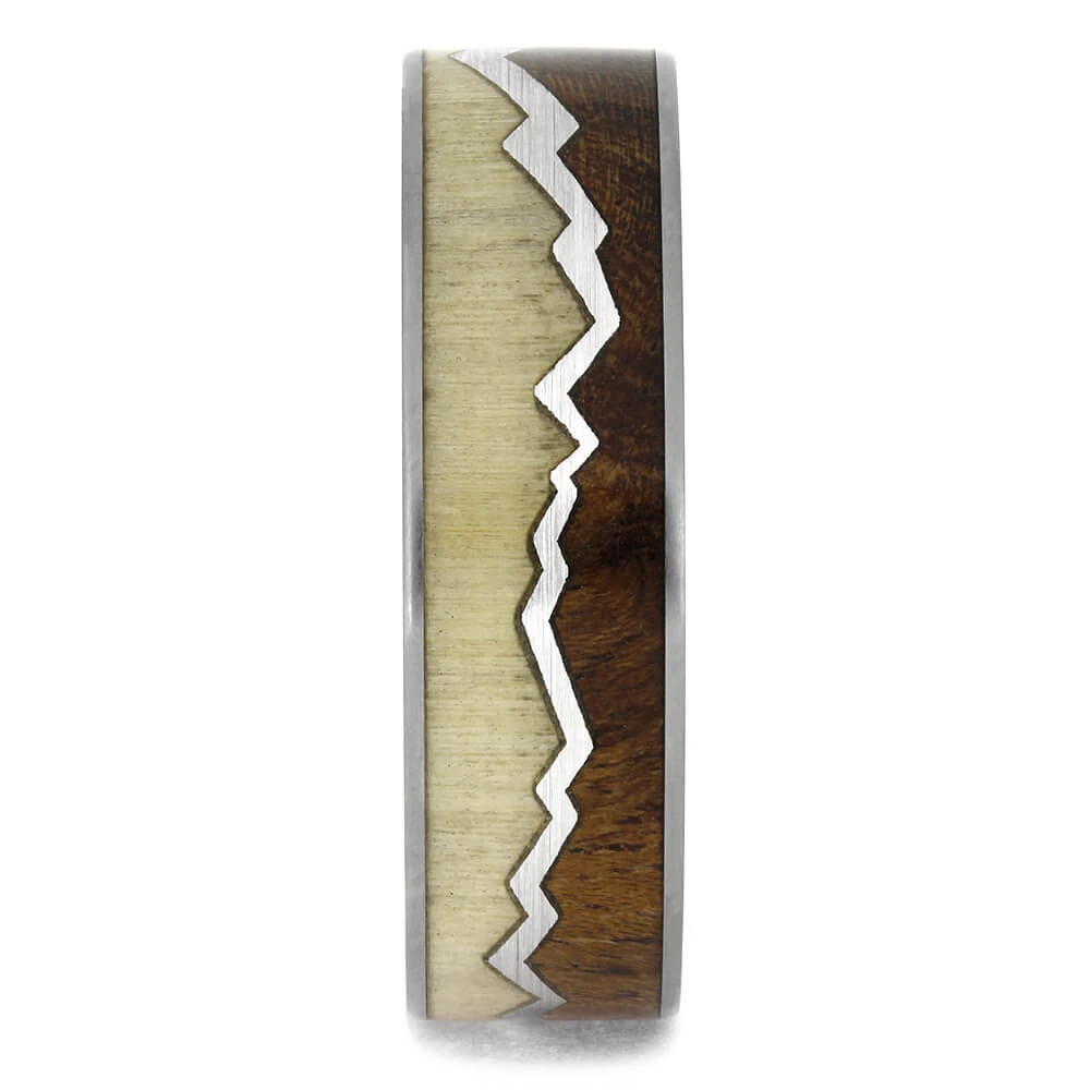 Silver Capped Mountain Ring With Aspen Wood And Mesquite Burl 5 Silver Capped Mountain Ring With Aspen Wood And Mesquite Burl - Image 3