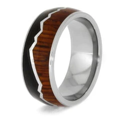 Titanium Mountain Ring With Dark Cherry Burl And Cocobolo Wood -Johan Jewelry Shop 2191 2 Ex750