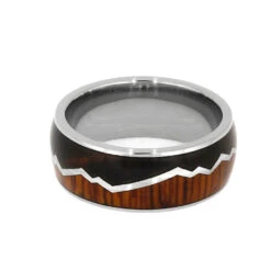 Titanium Mountain Ring With Dark Cherry Burl And Cocobolo Wood -Johan Jewelry Shop 2191 3 Ex750