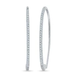 Diamond Hoop Threader Earrings In White Gold