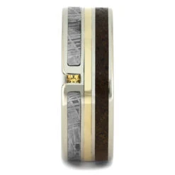 Gemstone Men's Wedding Band With Meteorite & Dinosaur Bone 8 Gemstone Men's Wedding Band With Meteorite & Dinosaur Bone -Johan Jewelry Shop 2209 1E