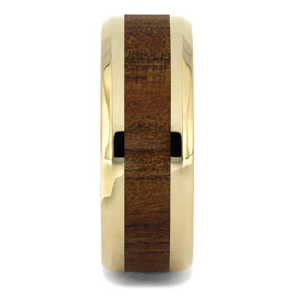 Wood & Solid Gold Ring With Beveled Edges 5 Wood & Solid Gold Ring With Beveled Edges - Image 3