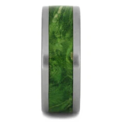 Matte Titanium Ring With Green Wood Inlay -Johan Jewelry Shop 2242 1E