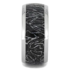Black And White Composite Mokume Gane Ring With Titanium Band 8 Black And White Composite Mokume Gane Ring With Titanium Band -Johan Jewelry Shop 2265 1E