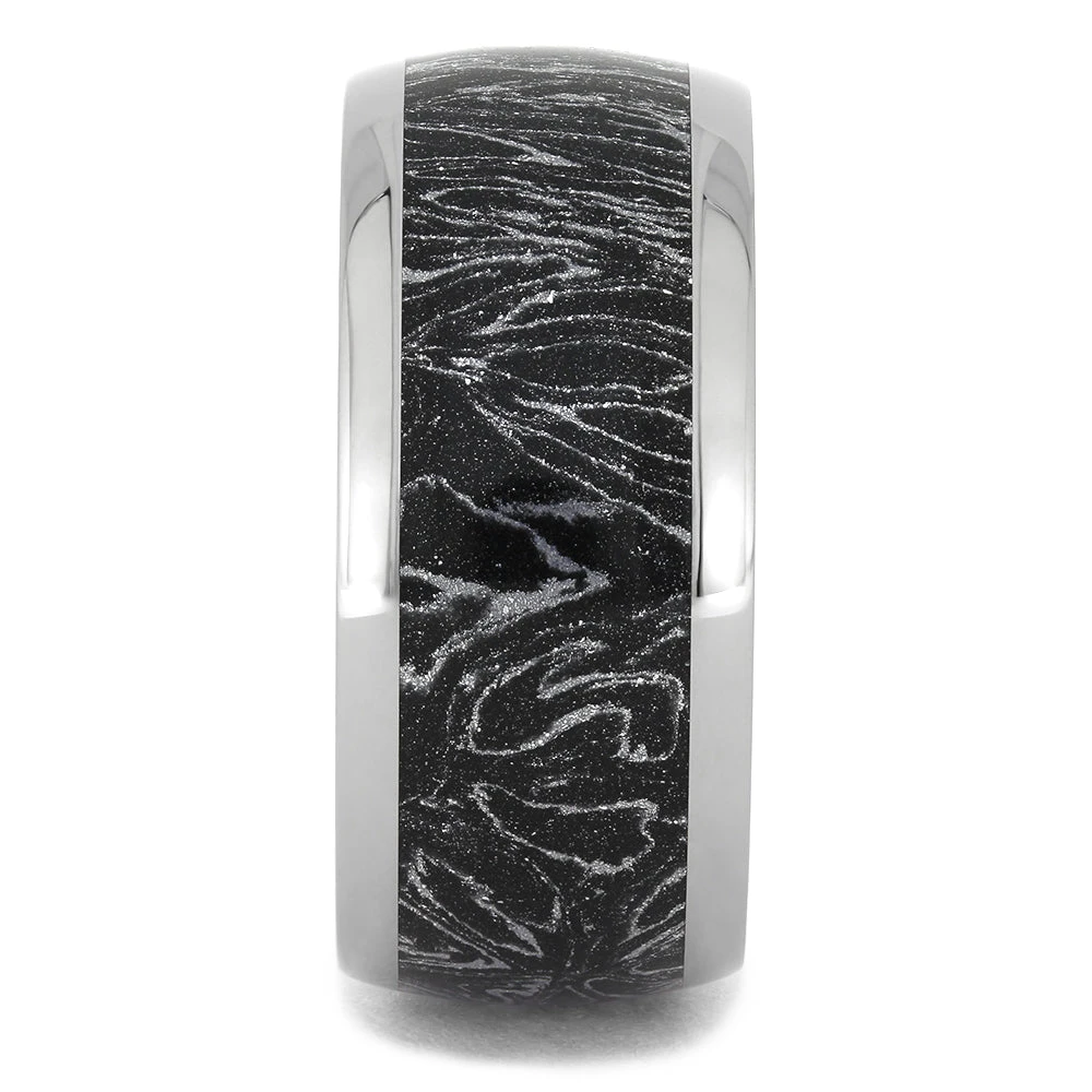Black And White Composite Mokume Gane Ring With Titanium Band 5 Black And White Composite Mokume Gane Ring With Titanium Band - Image 3