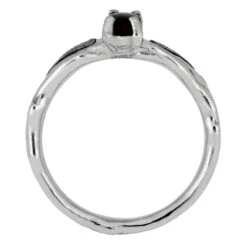 Black Opal Platinum Engagement Ring, Meteorite Ring With Branch Design -Johan Jewelry Shop 2288 3E