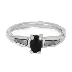 Black Opal Platinum Engagement Ring, Meteorite Ring With Branch Design -Johan Jewelry Shop 2288 4E