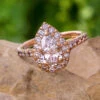 Pear Cut Moissanite Halo Engagement Ring 2 Pear Cut Moissanite Halo Engagement Ring -Johan Jewelry Shop 2309 1