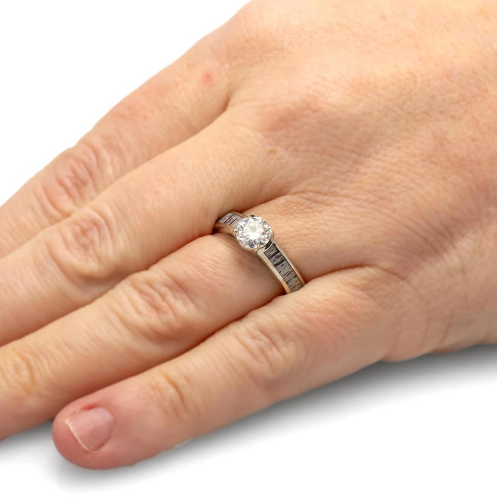 Cathedral Style Antler Engagement Ring With Moissanite 9 Cathedral Style Antler Engagement Ring With Moissanite - Image 7