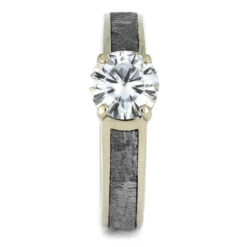 Meteorite & Moissanite Cathedral Style Engagement Ring 9 Meteorite & Moissanite Cathedral Style Engagement Ring -Johan Jewelry Shop 2314 1E