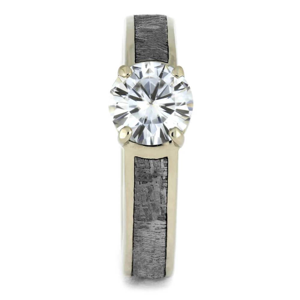 Meteorite & Moissanite Cathedral Style Engagement Ring 5 Meteorite & Moissanite Cathedral Style Engagement Ring - Image 3