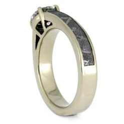 Meteorite & Moissanite Cathedral Style Engagement Ring 10 Meteorite & Moissanite Cathedral Style Engagement Ring -Johan Jewelry Shop 2314 2E