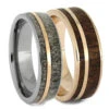 Rose Gold Wedding Band Set With Antler And Wood -Johan Jewelry Shop 2320new1