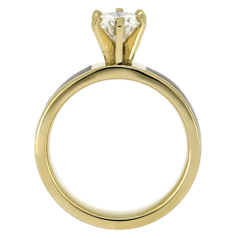 Solitaire 6-Prong Moissanite Engagement Ring With Wood Inlay 7 Solitaire 6-Prong Moissanite Engagement Ring With Wood Inlay - Image 5