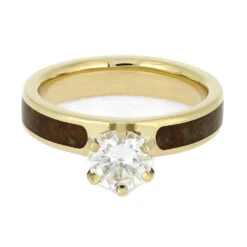Solitaire 6-Prong Moissanite Engagement Ring With Wood Inlay 14 Solitaire 6-Prong Moissanite Engagement Ring With Wood Inlay -Johan Jewelry Shop 2323 4E