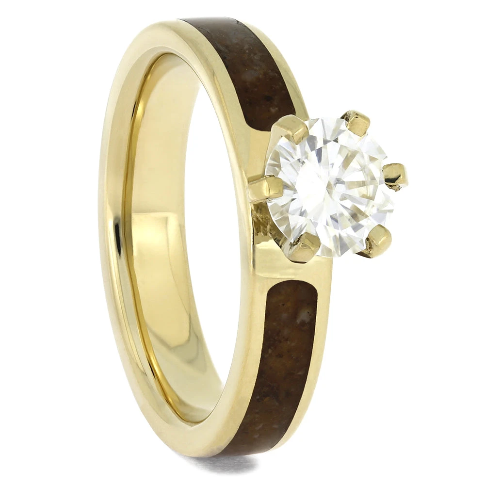 Solitaire 6-Prong Moissanite Engagement Ring With Wood Inlay 4 Solitaire 6-Prong Moissanite Engagement Ring With Wood Inlay - Image 2