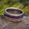 Purple Wood And Antler Wedding Band With Gold Pinstripe -Johan Jewelry Shop 2352art 1